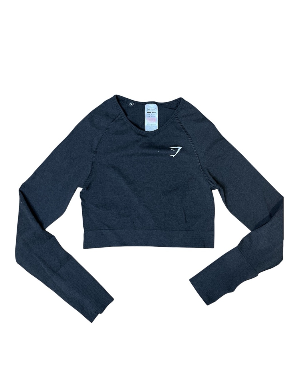 Gymshark Long Sleeve Seamless Crop Top | Dark Gray Medium Thumbholes Athlete - Picture 3 of 5